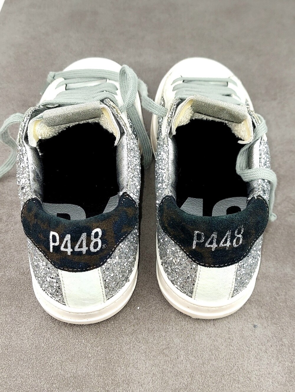 P448 John Ginevra White Silver Glitter Sneakers 36 - Picture 11 of 15